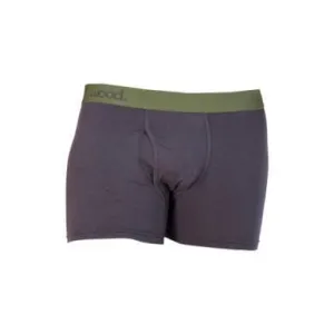 Wood Men's Super Soft Modal Blend 3 in Inseam Boxer Brief with Fly Iron Grey