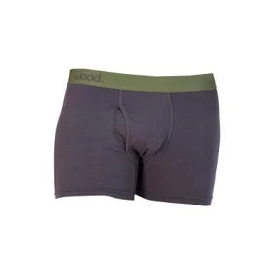 Wood Men's Super Soft Modal Blend 3 in Inseam Boxer Brief with Fly Iron Grey