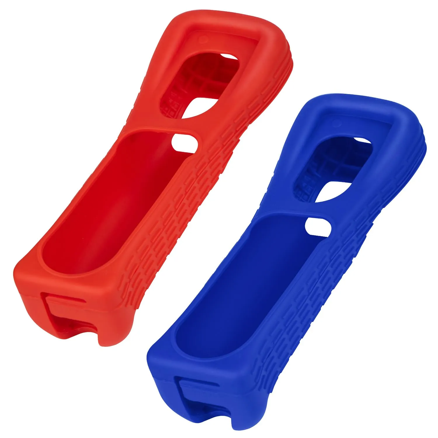 XiQiDianr 2 Packs Silicone Skin Case Cover with Wrist Strap Compatible with Nintendo Wii Remote Controller (Red Blue)