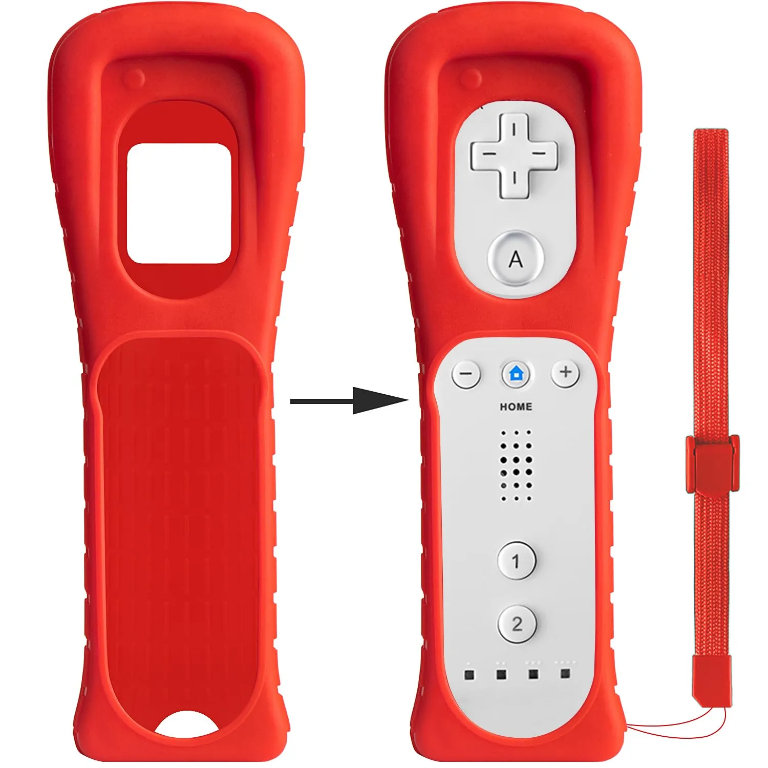 XiQiDianr 2 Packs Silicone Skin Case Cover with Wrist Strap Compatible with Nintendo Wii Remote Controller (Red Blue)